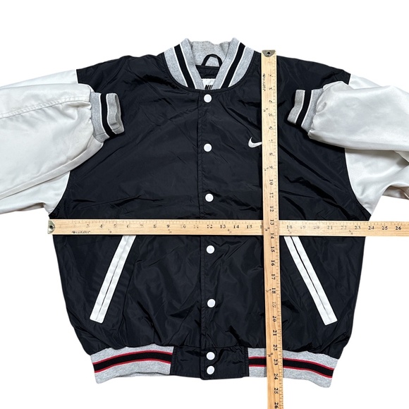 Vintage 90s Nike Black White Nylon Bomber Windbreaker Jacket Mens Medium - Picture 12 of 12